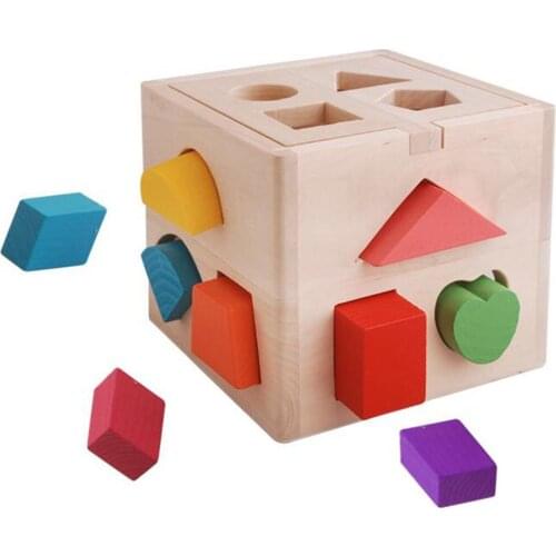 Wooden Baby Toy Activity Cube Toys Early Learning Shape Sorting Box Baby Toys Geometric Shape Toy Cute