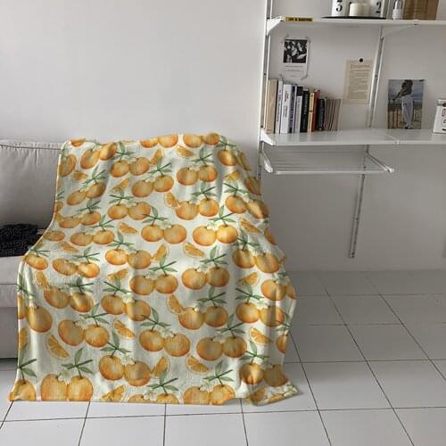 Home Soft Blankets Orange Fruit Dense Adult Children Bedroom Bed Sofa Throw Blankets Office Warm Air Conditioning Quilt