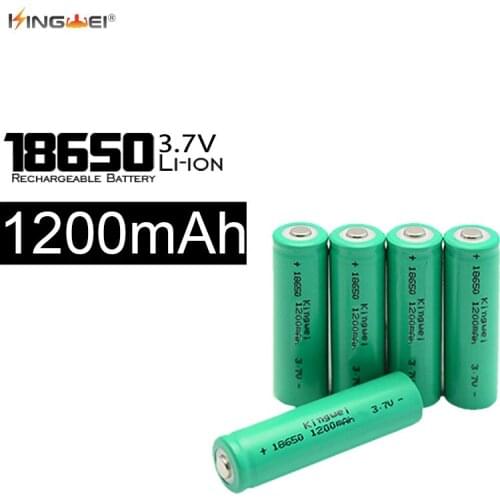 KingWei Green 18650 Pointed 3.7v Energy Saving Battery 1200mAh Rechargeable Li ion Batteries For Flashlight 18650