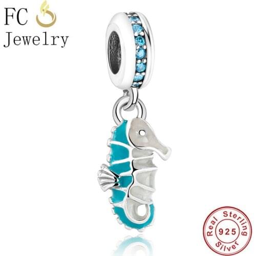 FC Jewelry Fit Original Brand Charm Bracelet 925 Sterling Silver Sea Horse Animal SeaHorse Pendant Beads Berloque 2019 Fashion