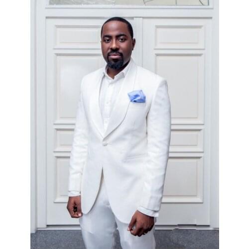 Custom Design Men Wedding Tuxedos Excellent Groom Tuxedos Men Business Dinner Prom Blazer 2 Piece Suit (Jacket+Pants+Tie)