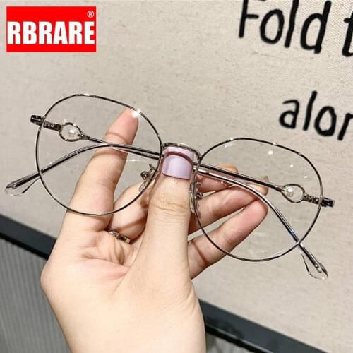 RBRARE Retro Round Glasses Frame Women Optics Anti Blue Light Glasses Hollow Out Pearl Frame Eyeglasses Women Espejuelos Mujer