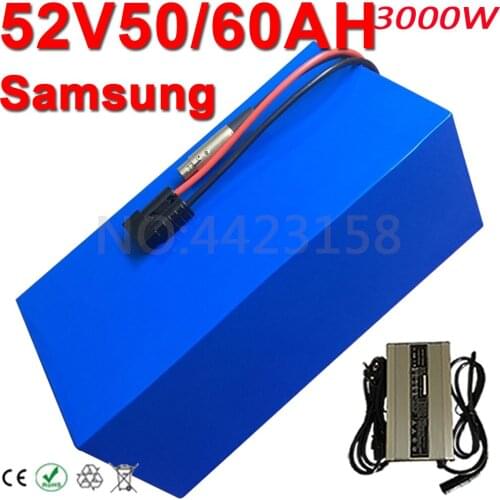 E-Bike Battery 52V 50Ah 60Ah Electric Bicycle Lithium Battery 52V 3000W 2000W Electric Bike Scooter Battery Use Samsung Cell