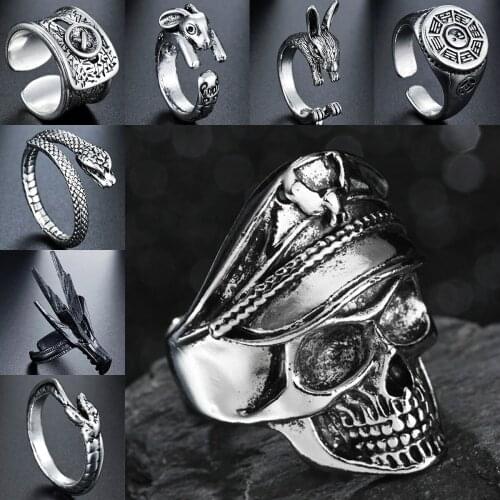 Trendy Adjustable Vintage Lizard Ring Opening Men Cute Cabrito Gecko Chameleon Anole Rings for Women Animal Jewellery Gift Punk