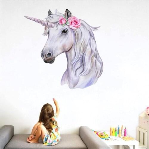 3D Rose flower unicorn wall sticker living room bedroom wall decoration modern art mural