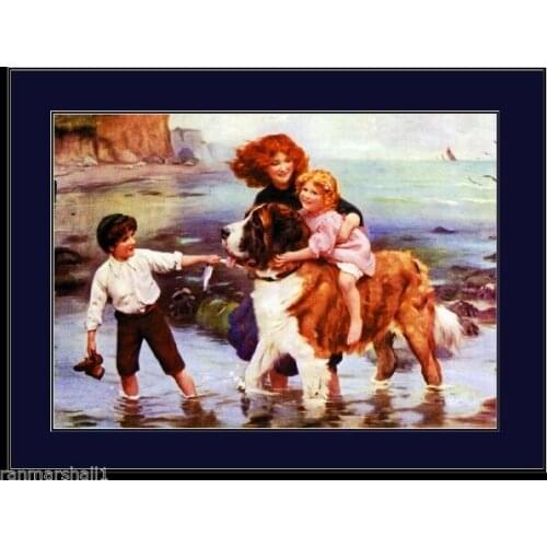 Engli Saint St Bernard Family Dog Dogs Puppy Vintage Wall Sticker Silk Poster Art Light Canvas Home Decoration