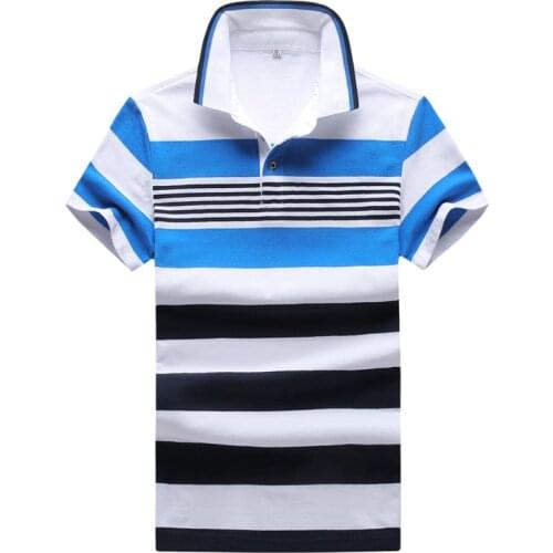 New Summer Polo Shirt Men Striped Casual Fashion Breathable Polo T Shirt for Men Turn Down Collar Cotton Polos Para Hombre M-4XL