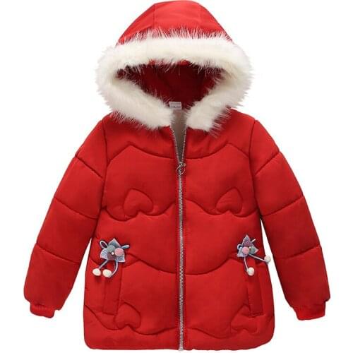 Autumn Winter Kids warm Jacket For Girls Christmas Coat Baby Girls Jacket Cute Kids Hooded Thick Outerwear Infant Children Coat