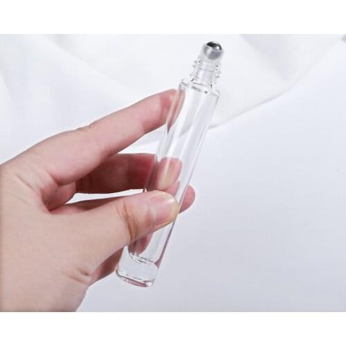10ml Clear Roll On Roller Bottle For Essential Oils Refillable Perfume Bottle Deodorant Containers With Gold/Silver/Black Lid