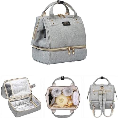 Small Mummy Maternity Baby Diaper Bag Gray Portable Backpack For Mom Travel Nappy Changing Bag Fashion Women Lunch Insulated Bag