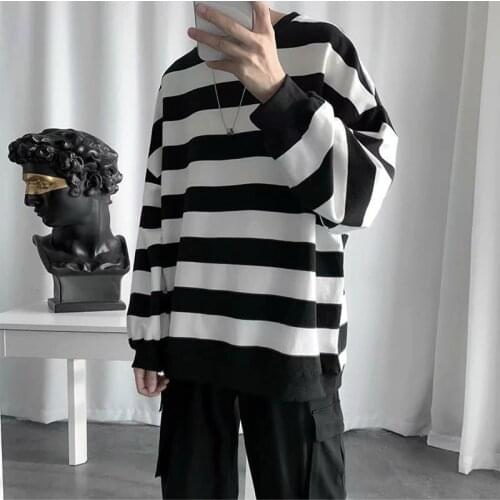 Oversized Strip Mens Hoodies Korean Hip Hop Autumn Thin Casual Sweatshirts Women Rock Hoodie Plus Size Clothes Males Japan Hoody