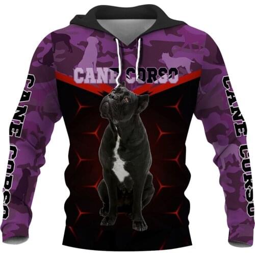 CLOOCL Doberman Pinscher Print Hoodies Purple Laser Camouflage Hoodie Unisex Long Sleeve Pocket Pullover Harajuku Animals Hooded