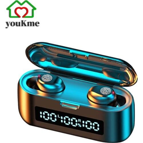 TWS Earbuds Wireless Bluetooth Earphones 5.0 9D Stereo Sport Waterproof Smart Noise Cancel Fingerprint Touch Headsets With Mic