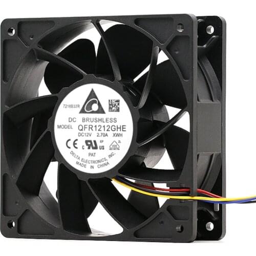 Delta QFR1212GHE 12038 12cm Ball Bearing 120mm 6000RPM High Speed 4Pin PWM Case Cooling System Fan For Server Cabinet BTC Mining
