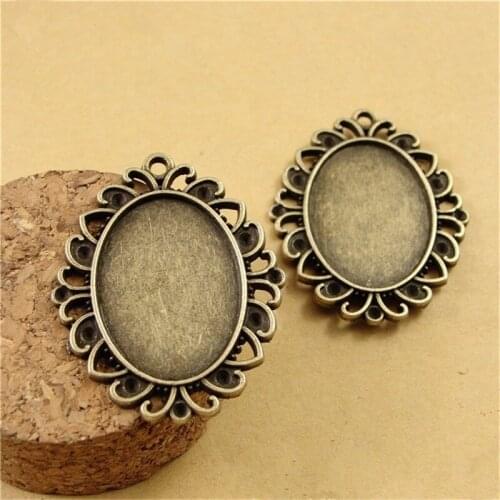 40pcs/lot Vintage Lace Board Oval Cabochon Base Settings 25*18MM Inner Size Jewelry Making