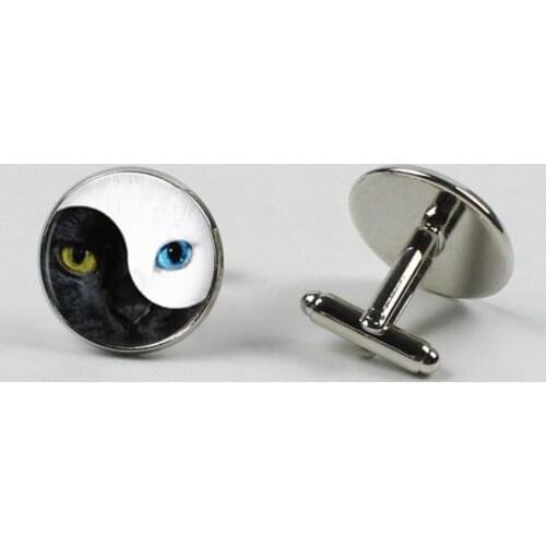 2018 new fashion handmade cufflinks Yin Yang personality blue eyes round dome witch cufflinks high quality jewelry