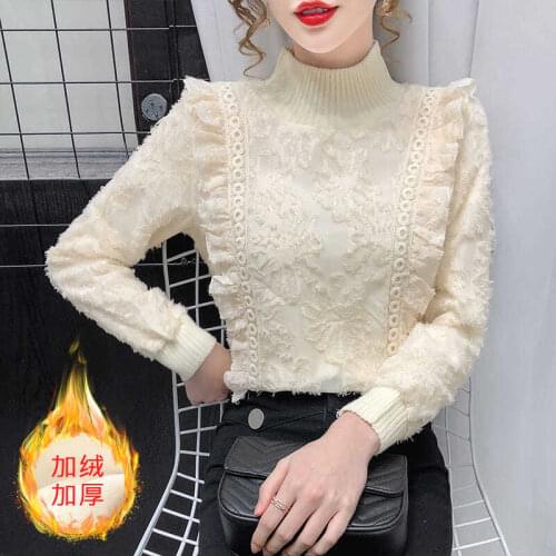 Top Autumn Winter Turtleneck Top Lace Women Blouse Women Blusas Ropa De Mujer