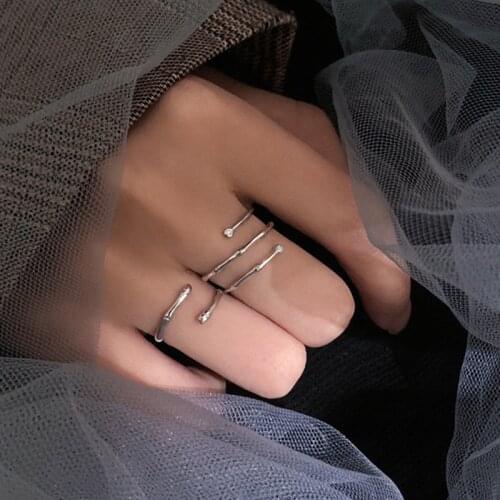 Aesthetic Bamboo Joint Matching Rings for Women on Phalanx New Fashion Adjustable Accessories Couple Jewelry Gift Wholesale