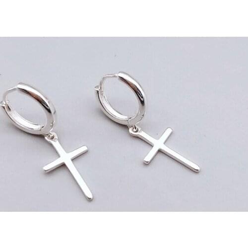 2021 New 925 Sterling Silver Earrings For Women Girls Fashion Cross Drop Earrings Statement Wedding Jewelry Brincos Pendientes