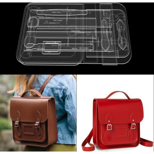 DIY leather craft women square backpack Acrylic pattern template stencil 28*30*11cm