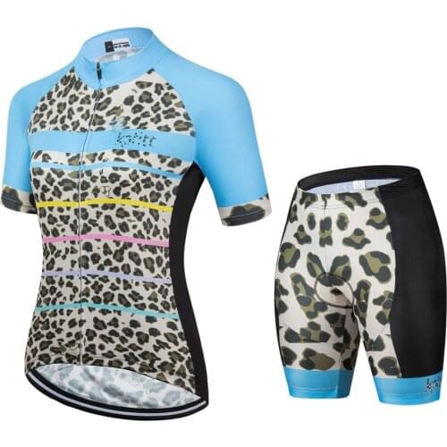Kafitt Womens Sexy Domineering Leopard Short Cycling Jersey Sets Bike Clothing MTB Ropa Ciclism Bicycle Wear Quick Drying Tops