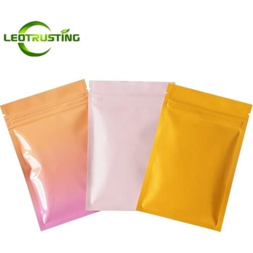 Leotrusting 100pcs 12 Colors Aluminum Foil Zip Lock Bags Capsule Nail Powder Socks Eye-shadow Cosmetics Gift Packaging Bag