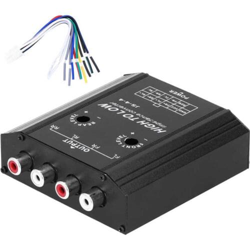 12V 4 Channel Audio Impedance Converter High to Low RCA Line Car Stereo Radio Speaker Fit for Cassette Player/Card Player/CD/VCD