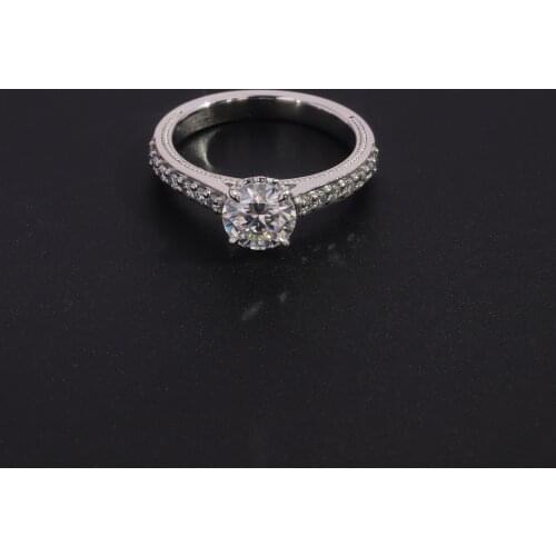 14K Moissanite main stone with lab diamond side stone Engagement Wedding Ring for Women