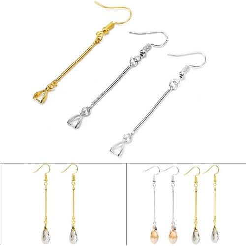 20pcs/lot Metal Iron Gold Silver Color Earring Hooks Clasp Wire With Pendant Charms Connector Diy Jewelry Findings Accessories