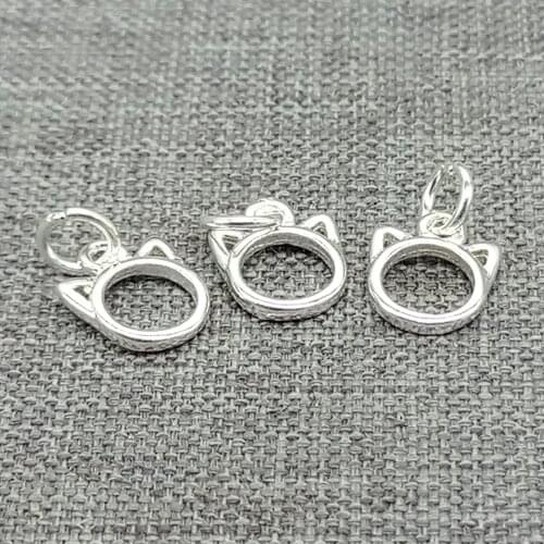 20 Pieces 925 Sterling Silver Small Cat Head Charms for Bracelet Necklace