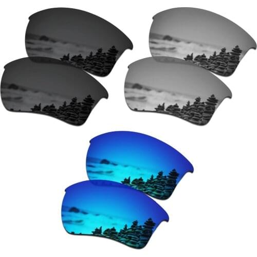 SmartVLT 3 Pairs Polarized Sunglasses Replacement Lenses for Oakley Half Jacket 2.0 Stealth Black & Silver Titanium & Ice Blue