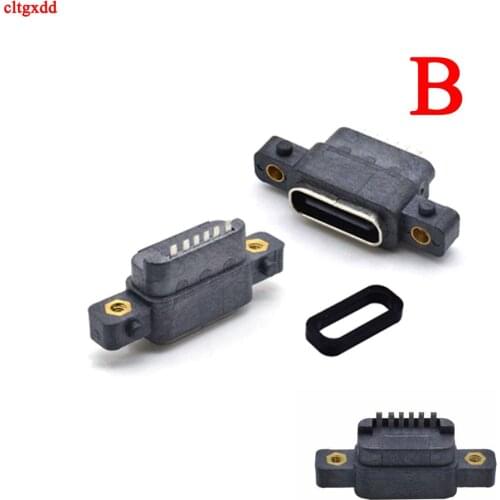 5-50Pcs USB 3.1 Type-C 6Pin Female SMD DIP Connector Plug Jack With Screw Hole For DIY PCB Design High Current Fast Charging