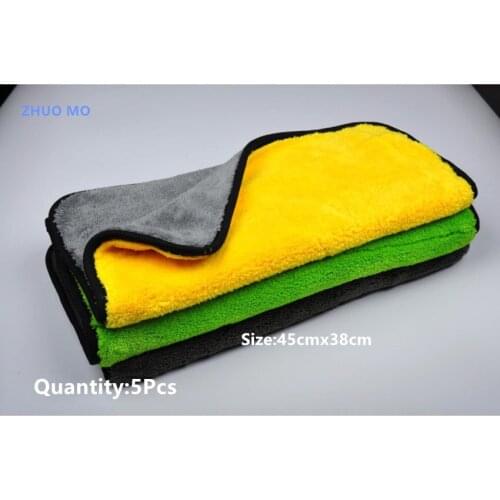 5Pcs 45cmx38cm High Quality Plush Microfiber Car Cleaning Cloth Car Care Microfibre Wax Polishing Detailing Towel