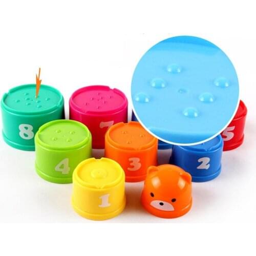 8pcs Baby Figures Letters Stack Cup Tower Toys Stacking Puzzle Game Early Educational Learning Toys For Children