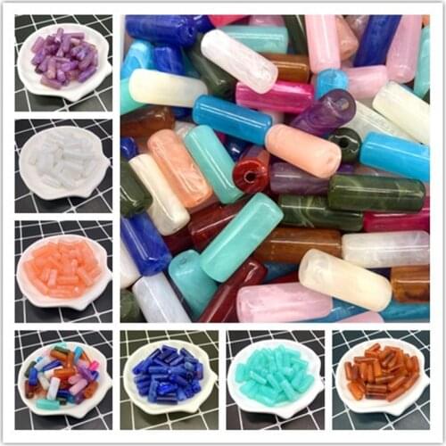 New 8x20 mm Acrylic Clouds Beads Effect Cylinder Beads Spacer Loose Beads Craft For DIY Jewelry Accessories