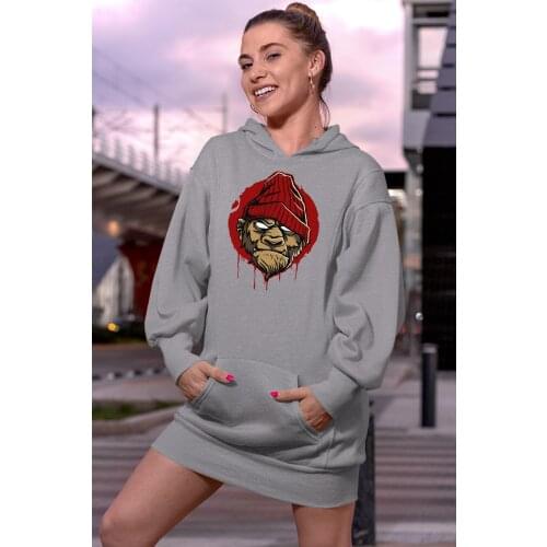 Angemiel Wear Badboy Monkey Gray Dress Sweatshirt Tunik