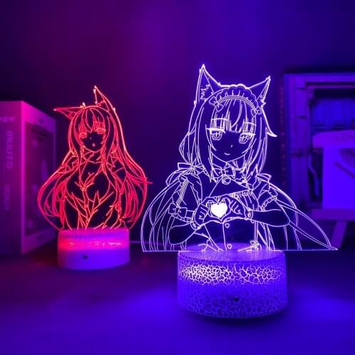 Anime Led Night Light Nekopara for Kawaii Bedroom Decor Gift Nightlight Manga Waifu Table 3d Lamp Nekopara