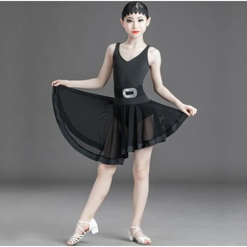 Ballroom Ruffle Floral Latin Dance Wear Dress Competition Girl Kids Children Salsa Tango Cha Cha For Performance Practice Skirt