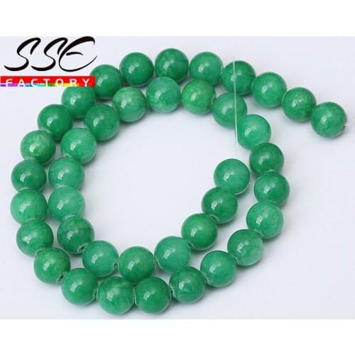 Natural Green Jades Beads Round Chalcedony Stone Beads For Jewelry Making DIY Bracelet Necklace Accessories 15'' 4/6/8/10/12mm