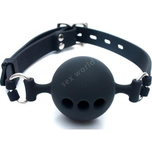 Black Medical Silicone Mouth Gag Mesh Ball Breathe Mouth Gag For Adult Games Fetish Bondage Sex Slave Sex Toys For Couple 3 Size