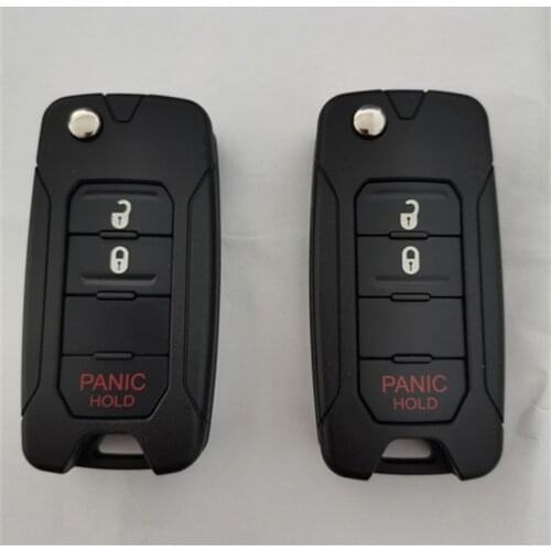 DAKATU Replacement Flip Remote Key Shell Case Fob 2+1 Button for Jeep Renegade Fiat Remote car key case with uncut SIP22 blade