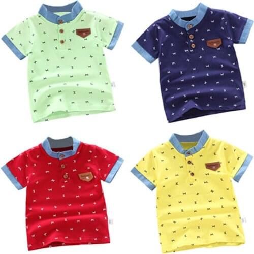 2021 Kids Letter M Cartoon Polo Shirt Boys Clothes Summer Cotton Shirts Shorts 1-5 Years Children Breathable Lapel Tops Costume