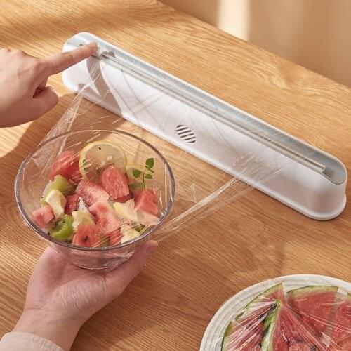 Household Cling Film Cutting Box Kitchen Gadgets Packaging Dispenser Adsorption Wall-Mounted Food Film Cutting Device Home Tools