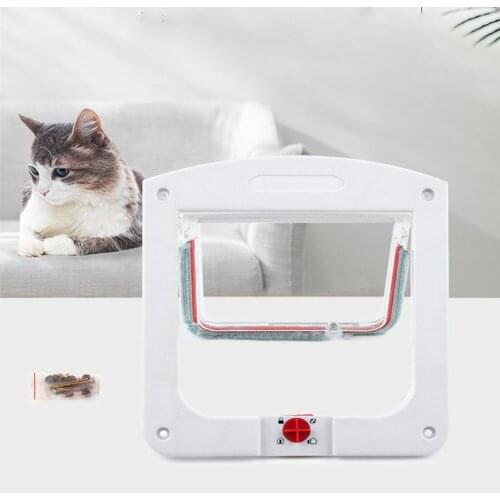 Dog Door Pet Flap Door ABS Plastic 4 Ways Security Lock For Small Dogs Cats Gate Easy Installation Pet Accessories