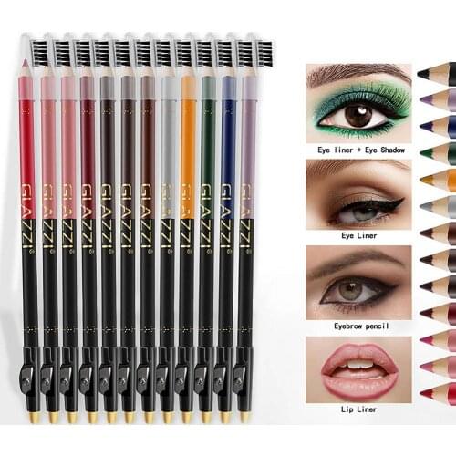 12 Colors Eyeliner Eye Shadow Pen Waterproof Sweatproof Highlighter Pencil Double-ended Eyes Pencil Durable Beauty Eye Makeup