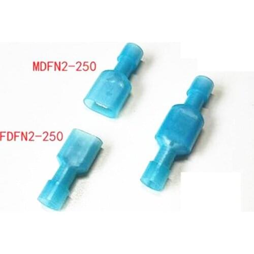FDFN2-250 MDFN2-250 transparent Blue Fully Insulated Spade Electrical Crimp Connectors- Mixed Male & Female