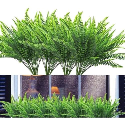 Hot 12 Pack Artificial Plant Ferns Faux Ferns for Outdoor Indoor Artificial Plants Outside Home Garden Office Wedding Decor