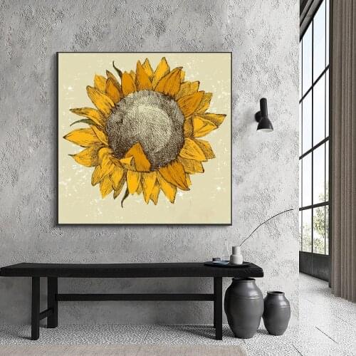 Retro Sunflower Oil Painting On Canvas Bedroom Decor Sunflower Modern Wall Art Living Room No Frame Picture Home Decoration