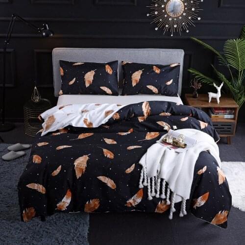 Duvet Cover King Queen Twin Size Wedding Bedding Comforter Cover Set Feather Floral Leopard AB Side Printing Home Textile