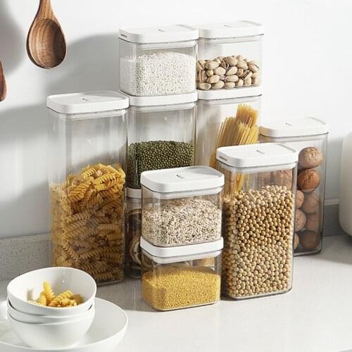500/800/1300/1800ml Plastic Sealed Tank Food Storage Container Grain Storage Jar Snack Dry Goods Tea Organizer Tank Kitchen Tool